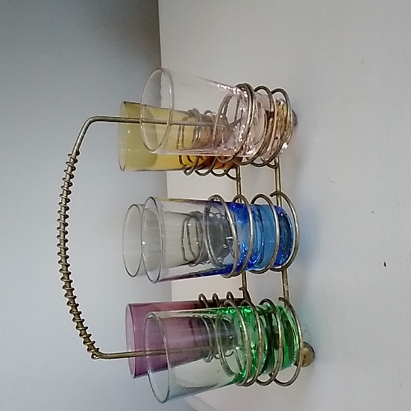 Vintage 50's 60's shot glasses with carrying tray - Picture 3 of 5